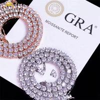 Passer le Test de Diamant 2mm 3mm 4mm 5mm 6.5mm 925 Argent Moissanite Diamant Tennis Collier Bijoux De Mode pour Hommes Femmes
