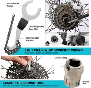 Kit d'outils de réparation de VTT 31 pièces avec extracteur de rivets de chaîne, leviers de pneus, démonte-pédalier - Boîtier de rangement rigide en métal - Product Image 2