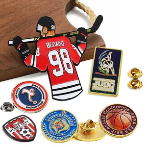 Épingles personnalisées en alliage métallique émail doux épingles 3D sport or argent Judo Baseball Basketball Soccer Hockey Pin Badge pour Souvenirs