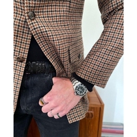 Nouveau Modèle Veste d'Hiver pour Homme Motif Carreaux Prince de Galles Chevrons Costume Décontracté Slim Fit Manteau de Costume Blazer pour Mariage ou Cérémonie