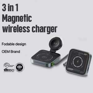 <span class=keywords><strong>Chargeur</strong></span> sans fil pliable mini 15W pour iPhone, <span class=keywords><strong>Airpods</strong></span> et <span class=keywords><strong>Apple</strong></span> Watch, <span class=keywords><strong>chargeur</strong></span> sans fil magnétique portable 3 en 1 15W pour les voyages - Product Image 2