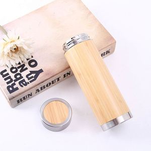 Custom <b>Reusable</b> Bamboo Eco Friendly Insulated Tea <b>Cup</b> Stainless Steel Vacuum Insulation <b>Cup</b> Brand Laser Logo Print Sustainable - Product Image 3