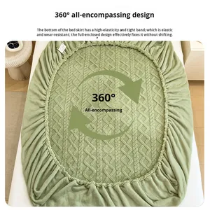 Taffeta Dệt Kim <span class=keywords><strong>Polyester</strong></span> Mùa Đông Lông Cừu San Hô Ba-Mảnh Tấm Ga Giường Thiết Lập Với Không-Trượt Flannel Giường Bìa - Product Image 4