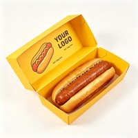 Boîte en papier jetable personnalisable de qualité alimentaire, recyclable, en gros, pour hamburger, hot-dog, sandwich, jambon, emballage de restauration rapide