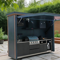 Cuisine d'extérieur pliable multifonctionnelle, moderne, en bois massif et acier inoxydable, four intégré, barbecue mobile, écologique