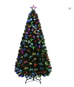 人造圣诞树带发光二极管灯圣诞树绿色松纤维光学节日装饰