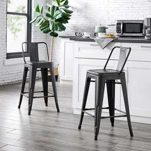 Bas dossier empilable <span class=keywords><strong>noir</strong></span> d'alliage <span class=keywords><strong>industriel</strong></span> en métal 30 pouces <span class=keywords><strong>de</strong></span> haut <span class=keywords><strong>tabouret</strong></span> <span class=keywords><strong>de</strong></span> <span class=keywords><strong>bar</strong></span> <span class=keywords><strong>de</strong></span> Tolix pour des chaises <span class=keywords><strong>de</strong></span> cuisine - Product Image 4