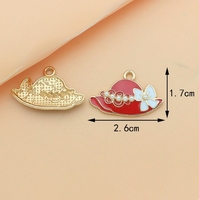 Breloque pendentif en alliage de zinc en forme de rouge à lèvres avec motif goutte d'huile, pour la fabrication de bijoux en gros et la création sur mesure