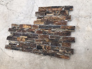 Pierre de culture ardoise rouille avec support en ciment, panneau de parement en pierre empilée, revêtement mural extérieur en pierre naturelle - Product Image 4