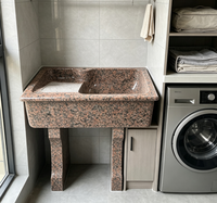 Lavabo à pied en pierre naturelle, pieds hauts, lavabo simple, lavabo en granit rouge