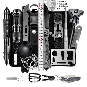 Kit d'outils de survie 21 cm, équipement d'urgence multifonctionnel pour l'extérieur, ensemble d'équipement de premiers soins en acier inoxydable pour la nature sauvage - Product Image 2