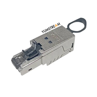 Konektor Jaringan Modular Cat 6A 8P8C dengan Shielded, Toolless, Pull-tab, dan FTP untuk Data Center, Tipe Field Ethernet PC RJ45 Cat6A