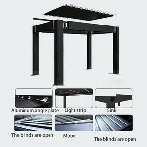 Pergola bioclimatique motorisée <span class=keywords><strong>en</strong></span> aluminium ANCSEM Luxury Garden Gazebo, toit de patio <span class=keywords><strong>en</strong></span> aluminium à lames orientables pour extérieur - Product Image 6