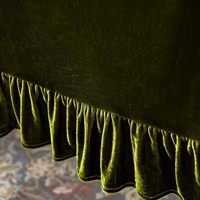 Chemin de Table en Velours Doux Décoratif Luxueux Solide Vert Olive Personnalisé Rétro Volants Chemin de Table pour Restaurant