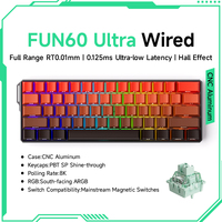 Clavier de jeu magnétique FUN60 Ultra New TMR/HE avec interrupteurs magnétiques RT à plage complète de 0,01 mm pour clavier en aluminium