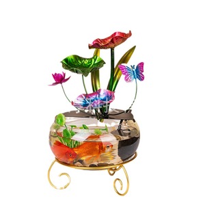 Fuente de Agua Decorativa con Mariposas Coloridas, Redonda, Eléctrica, de Escritorio, con Retroiluminación, para Decoración del Hogar u Oficina - Product Image 1