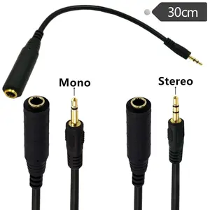 Drop Verzending 6.35Mm Vrouwelijke Naar 3.5Mm Mono Mannelijke Stekker Jack Stereo Hifi Mic Audio Verlengkabel