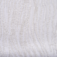 Nouvelle conception 2026, tissu en dentelle à sequins et perles en maille 100 % polyester 310 g/m², respirant et luxueux, blanc, pour mariage