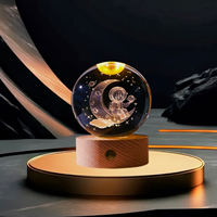 Nouveau produit 3D boule de cristal veilleuses saint valentin noël Halloween ornements Interface USB Regalo de Navidad