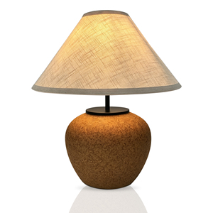 Lámparas <span class=keywords><strong>de</strong></span> Mesa Rústicas <span class=keywords><strong>de</strong></span> Cerámica Estilo Granja con Pantalla <span class=keywords><strong>de</strong></span> Lino Beige, Base <span class=keywords><strong>de</strong></span> Cerámica con Textura Orgánica, Lámpara <span class=keywords><strong>de</strong></span> Noche, Iluminación Ambiental Cálida - Product Image 1