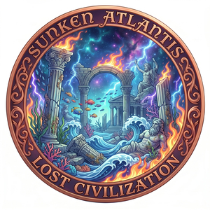 Pièce de défi en cuivre de 40 mm avec motif en relief représentant <span class=keywords><strong>la</strong></span> <span class=keywords><strong>civilisation</strong></span> perdue d'Atlantide, l'architecture <span class=keywords><strong>grecque</strong></span> antique et le thème de l'amour - Art - Product Image 1