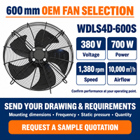 Ventilateur industriel puissant à rotor externe de 700 W, 600 mm, 1380 tr/min, débit d'air élevé de 10 000 m³/h, pour refroidisseur à sec
