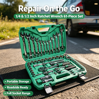 Fabricant chinois professionnel, kit d'outils de 61 pièces avec douilles et clés mixtes de 1/2 et 1/4 pouce pour l'automobile et l'atelier