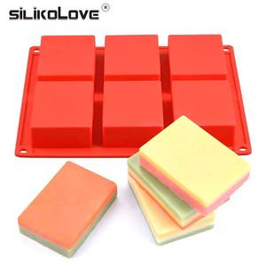 MUYULINS Factory 6-Cavity Rectangular Shape Maker LFGB Platinum Non-Stick BPA-Free <b>Silicone</b> Soap Mold - Product Image 1