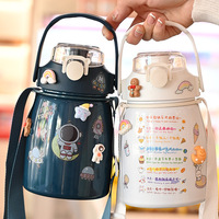 Botol air dewasa, botol air ramah lingkungan, Stainless Steel kapasitas besar dengan pegangan nyaman, cangkir Pot lucu dewasa 900ml