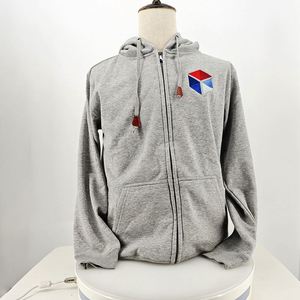 Sweat-shirts à capuche zippés pour hommes en molleton épais, coupe oversize, avec impression en relief, logo brodé uni et sérigraphie - Product Image 2