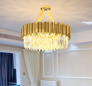 APCITL Modern Gold-plated Round Chandelier with Crystals LED Dimmable Warm <strong>White</strong> <strong>Hanging</strong> for Home &amp; Hotel - Product Image 1