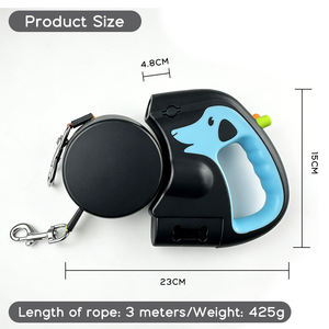 Ingrosso Double Head <span class=keywords><strong>Dog</strong></span> fune di trazione Led luce automatica retrattile guinzaglio multifunzionale per animali domestici con erogatore di cacca leggera - Product Image 4