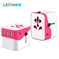 Set hadiah adaptor perjalanan Universal, semua dalam satu adaptor perjalanan dengan 4 Port USB Universal Tipe C steker pengisian daya adaptor perjalanan UK USA EU AU