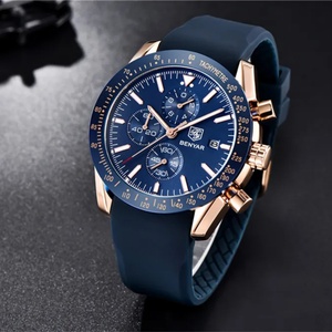 Montre BENYAR 5140 pour homme, marque haut de gamme, chronographe, bracelet en caoutchouc, étanche, sport, montre originale pour homme - Product Image 3