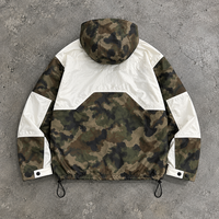 Veste coupe-vent à capuche pour homme, personnalisée OEM ODM, style décontracté, automne, camouflage, blocs de couleur, imperméable, fermeture éclair intégrale, streetwear