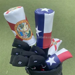 Custom Design 3D Embroidered Logo PU Leather Golf 1 3 X Headcover Golf Club Covers