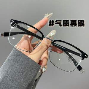 Lunettes de vue demi-cerclées style coréen, rectangulaires, unisexes, anti-lumière bleue, verres PC, 31138, origine Taizhou - Product Image 3