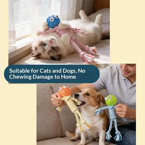 Juguete de Cuerda de Algodón con Forma de Hombrecito de Dibujos Animados, Juguete Mordedor Resistente a las Mordidas para Perros Pequeños y Medianos - Product Image 4