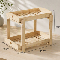 Étagère de rangement coulissante à 2 niveaux en bambou pour cuisine, salle de bain, garde-manger, comptoir ou sous évier, gain de place