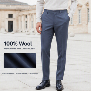 <span class=keywords><strong>Pantaloni</strong></span> 100% Lana da Uomo, Gamba Dritta, Eleganti, Premium, Business Casual, Antipiega, Traspiranti, Formali da Ufficio, Personalizzabili - Product Image 1