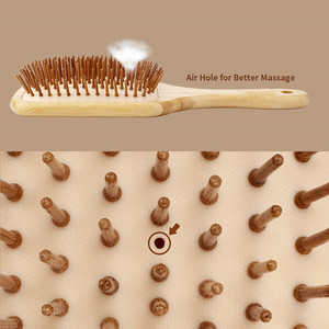Cepillo de Bambú Ecológico para Masaje del Cuero Cabelludo, Cepillo para el Cabello de Bambú, Cepillos Naturales, Escova Cabelo, Cepillo de Paleta con Cojín, Proveedor de Cepillos para el Cabello - Product Image 2