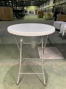 Tavolo <span class=keywords><strong>da</strong></span> Cocktail Pieghevole Moderno <span class=keywords><strong>da</strong></span> Esterno per Giardino e Feste BBQ, Bianco, Rotondo, Alto, in Plastica, 110 cm - Product Image 2