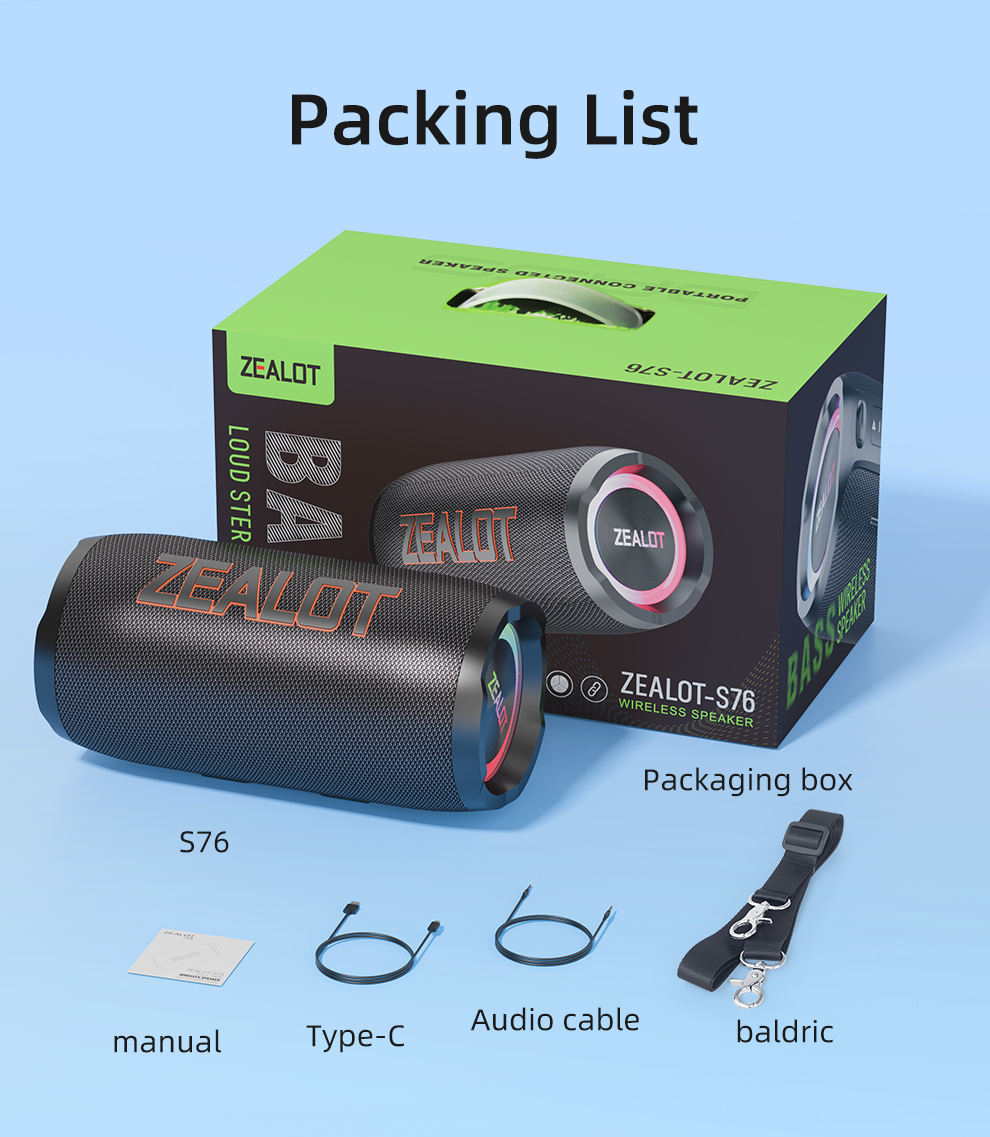 新品未開封　ZEALOT 80W ワイヤレススピーカー 16000mAh ZEALOT S97 80W ワイヤレススピーカー 取扱説明書