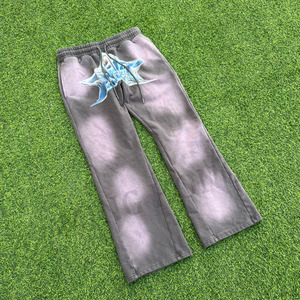 Design Street Style Sun Fades Pantalon de survêtement surdimensionné Dtg Print Logo Pantalon de survêtement évasé lavé à l'acide - Product Image 4