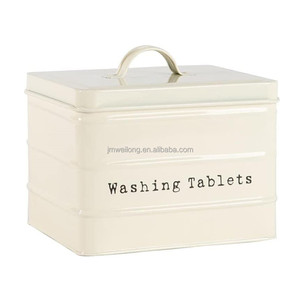 Boîte de rangement en métal galvanisé pour tablettes de lavage, boîte de rangement pour tablettes de lavage, <span class=keywords><strong>support</strong></span> de feuilles de séchage avec lèvre pour l'organisation de la buanderie - Product Image 1