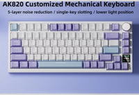 Keyboard Gaming AK820 Pro 3-mode Mekanik dengan Gasket 75 Tombol yang Dapat Ditukar Sesuai Kebutuhan untuk Tata Letak Samping Gaming