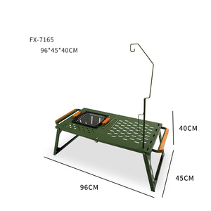 Table de barbecue pliante multifonction en acier au carbone Chanodug IGT-7164-7165 pour la randonnée, très vendue, grande taille, verte - Product Image 4
