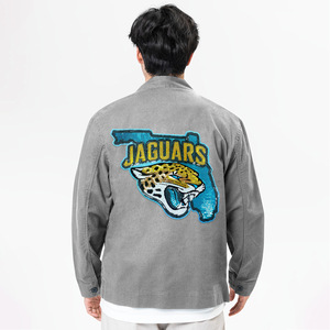 ジャガーズ刺繍パッチ（スパンコール付き）、24cmと7cmのサイズ展開、ファッショナブルなスポーツウェアスタイルのアパレルパッチ。 - Product Image 6