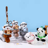 Porte-clés mignon en gros petite loutre de mer Panda anneau de natation porte-clés en peluche sacs pour femmes accessoire et pendentif breloque de sac