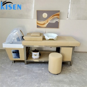 KISEN High Quality Electric Massage Japanese Head Spa Shampoo Bowl <b>Tables</b> <b>Bed</b> Hair Salon Wash Chair Massage with Water Fall - Product Image 2